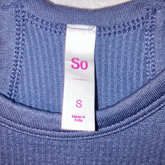 SO Navy Blue Rib Knit Racerback Crop Top Size Small - Picture 2 of 4